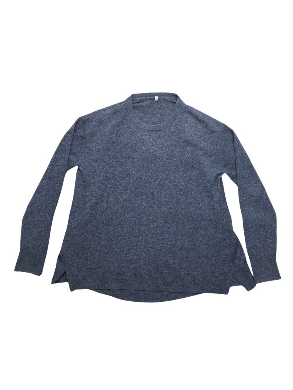 Muji Women's M Yak Wool Knit Crewneck Sweater Gray Split Hem Preppy Academia